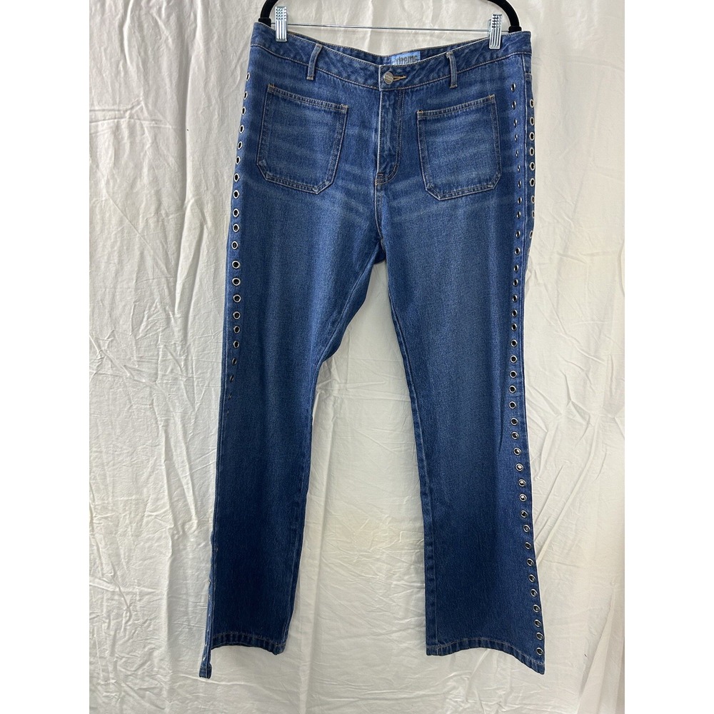 Vintage Extreme Limit Jeans Y2K Grommet‎ Side Womens Size 15 Denim 90s Wide Leg